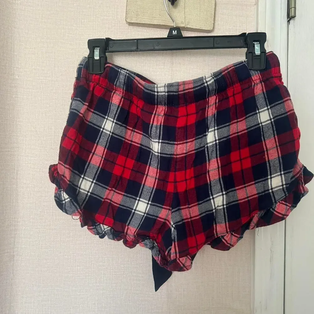 Aerie red and blue plaid PJ shorts - Picture 6 of 6